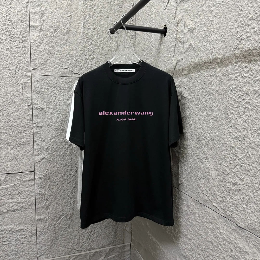 * *alexander 2025 New Arrival Pink wang T Same Style ：Black White Size： S （90-130 ） M （120-150 ） L （140-165 ） XL （160-180 ） XXL （180 ）